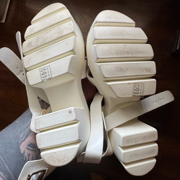 White Women's Sandals with Buckle Straps - Picture 2 of 2